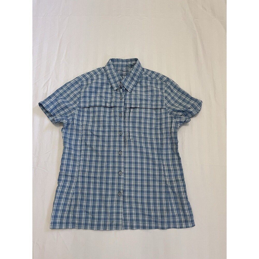LL Bean Tropicwear Fishing Shirt Plaid Blue White Vented Trail Hike Men’s Small